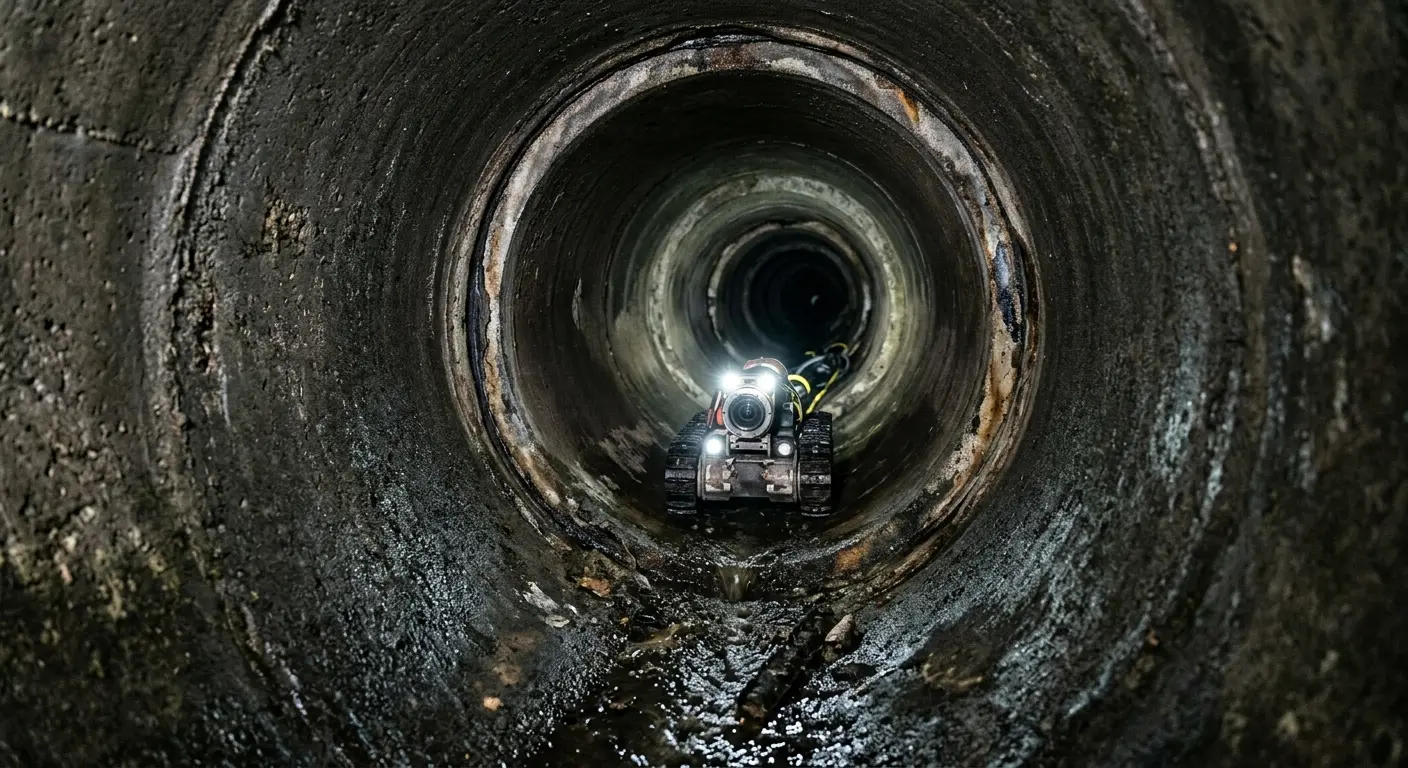 Robotic sewer camera inspecting pipe interior for Sewer Line Repair in West Jordan